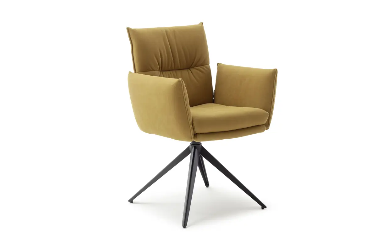 Armlehnstuhl Coscino - Leder, Senfgelb
