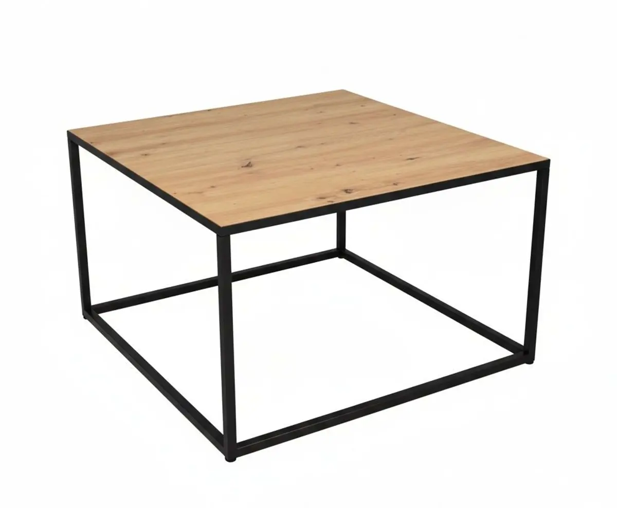 Couchtisch - LB ca. 80x80 cm, Asteiche, Schwarz