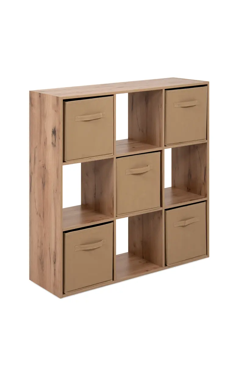 Regal - inkl. Stoffboxen, B ca. 89 cm, Artisan Eiche Nachbildung, Beige