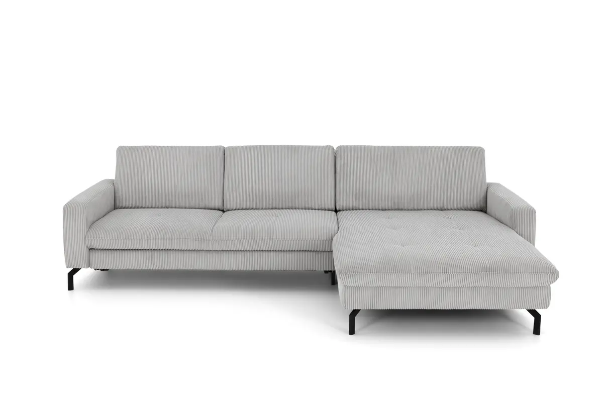 Ecksofa - 3-Sitzer mit Longchair rechts, Stoff, Grau