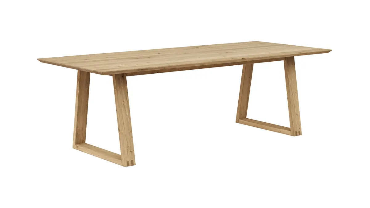 Esstisch Belfast - LB ca. 240x100 cm, Eiche massiv, Legno, Trapezgestell