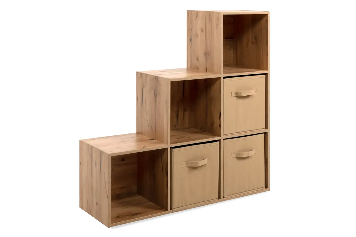 Raumteiler - inkl. Stoffboxen, B ca. 89 cm, Artisan Eiche Nachbildung, Beige