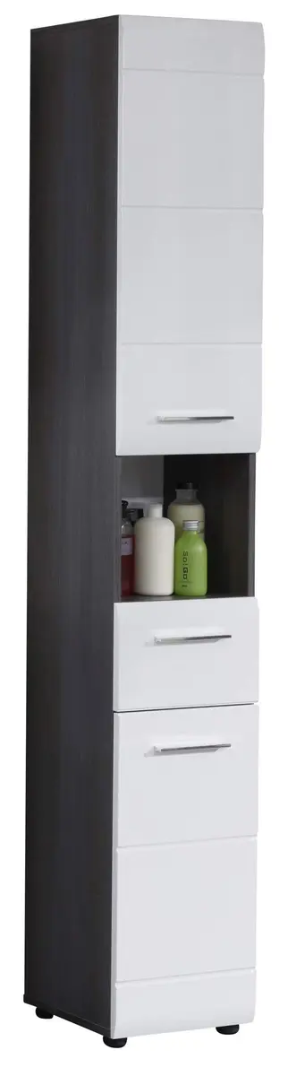 Hochschrank- B ca. 30 cm, Eiche Silber, Weiß