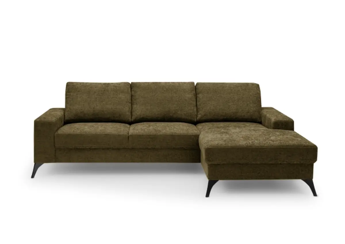 Ecksofa - 2-Sitzer, Ecke rechts, Stoff, Braun