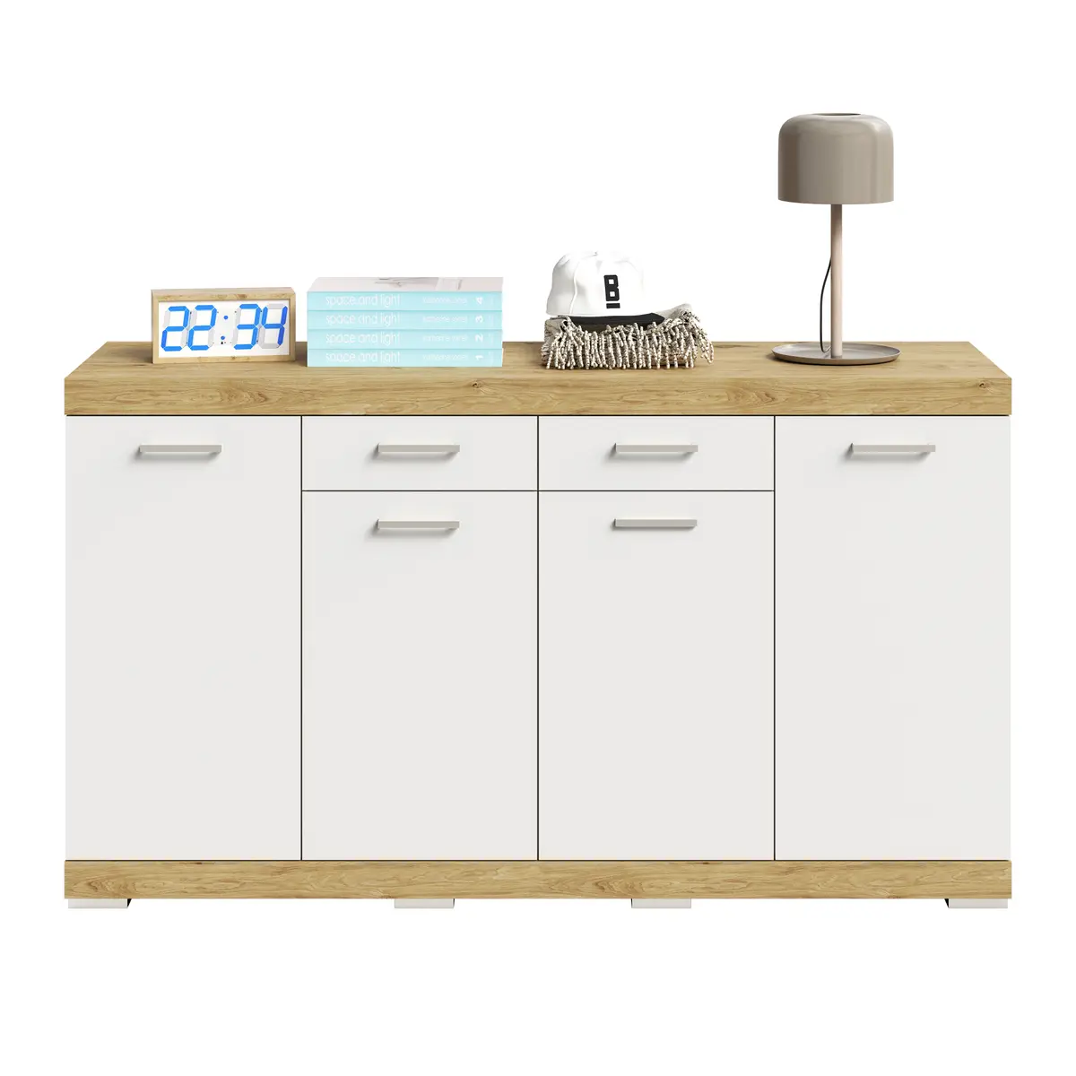 Kommode - Eiche Dekor, Weiß