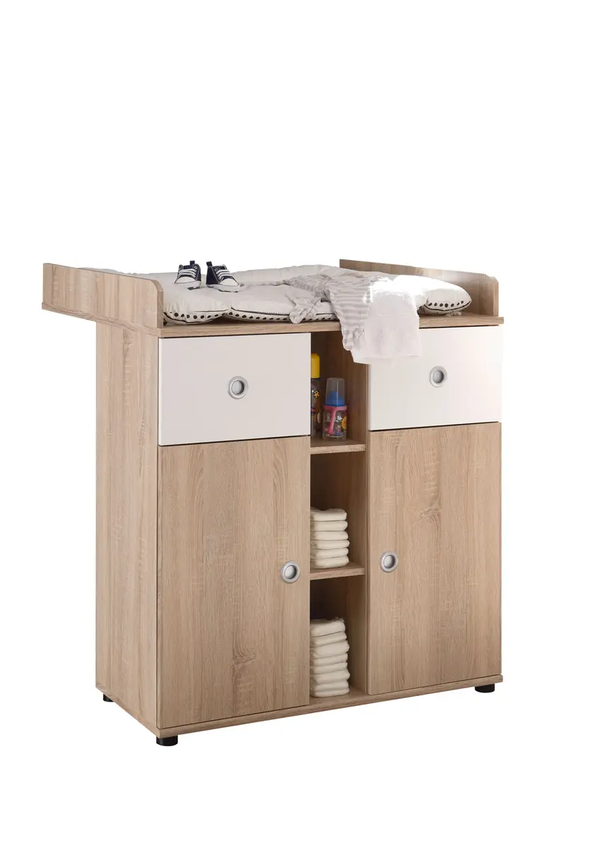 Wickelkommode- Eiche Dekor, Weiß