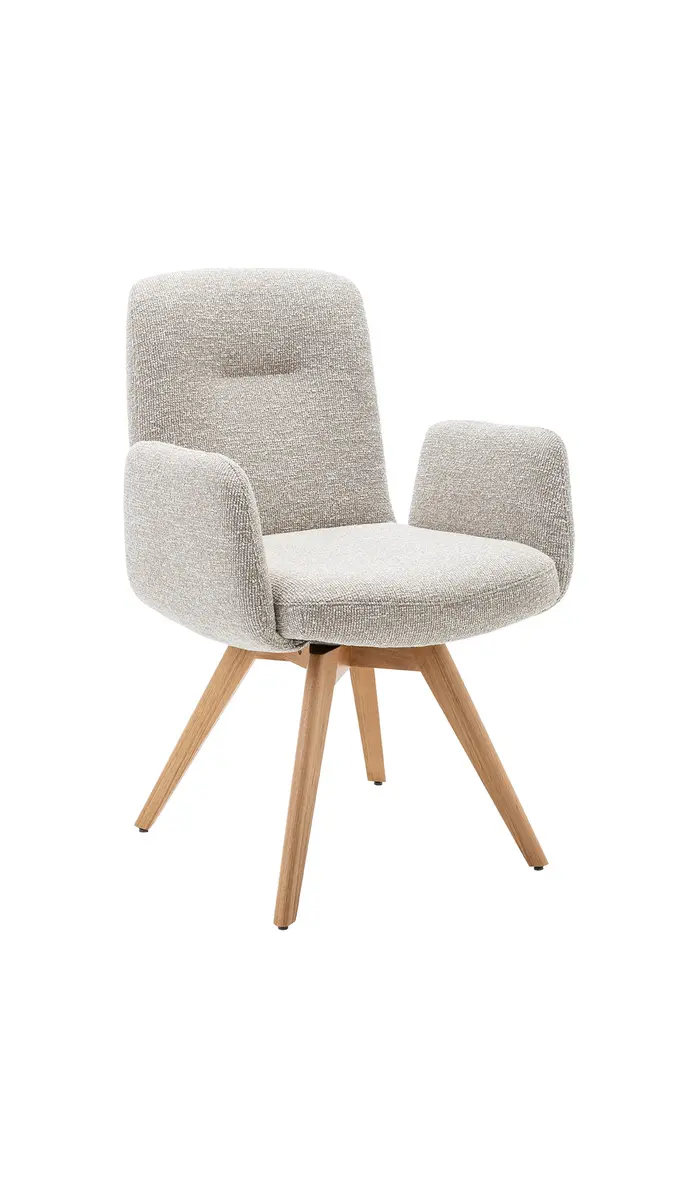 Armlehnstuhl Kamari - Stoff, Graubeige