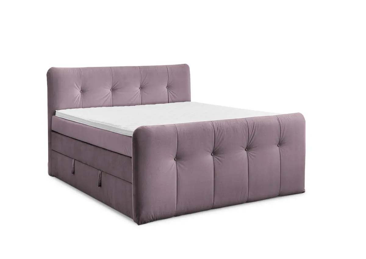 Boxspringbett HOLLIE- Liegefläche ca. 180x200 cm, Stoff, Brombeere, Bonell/Bonell