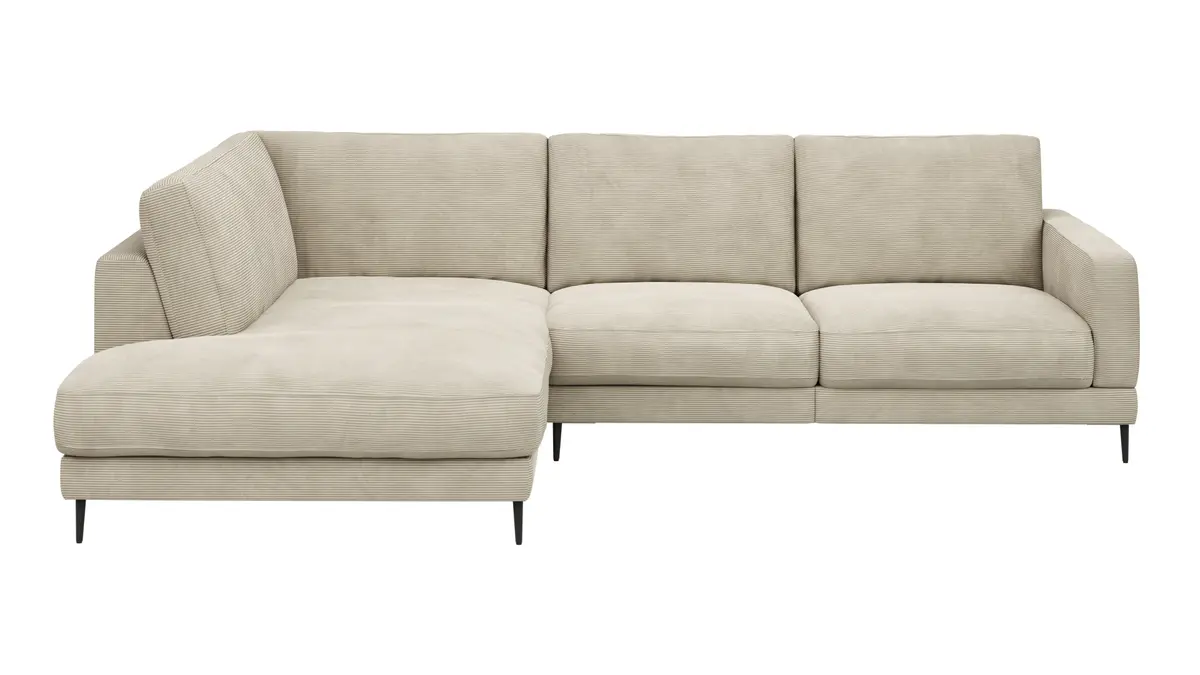 Ecksofa Janne - Ecke links, 2-Sitzer, Feincord, Sand