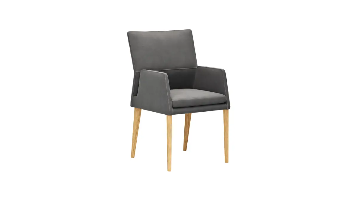 Armlehnstuhl Carry - Leder, Dunkelgrau
