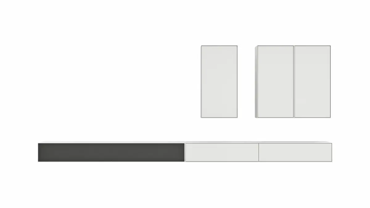 Wohnwand Edge - BHT ca. 360x185x42 cm, Lack, Weiß