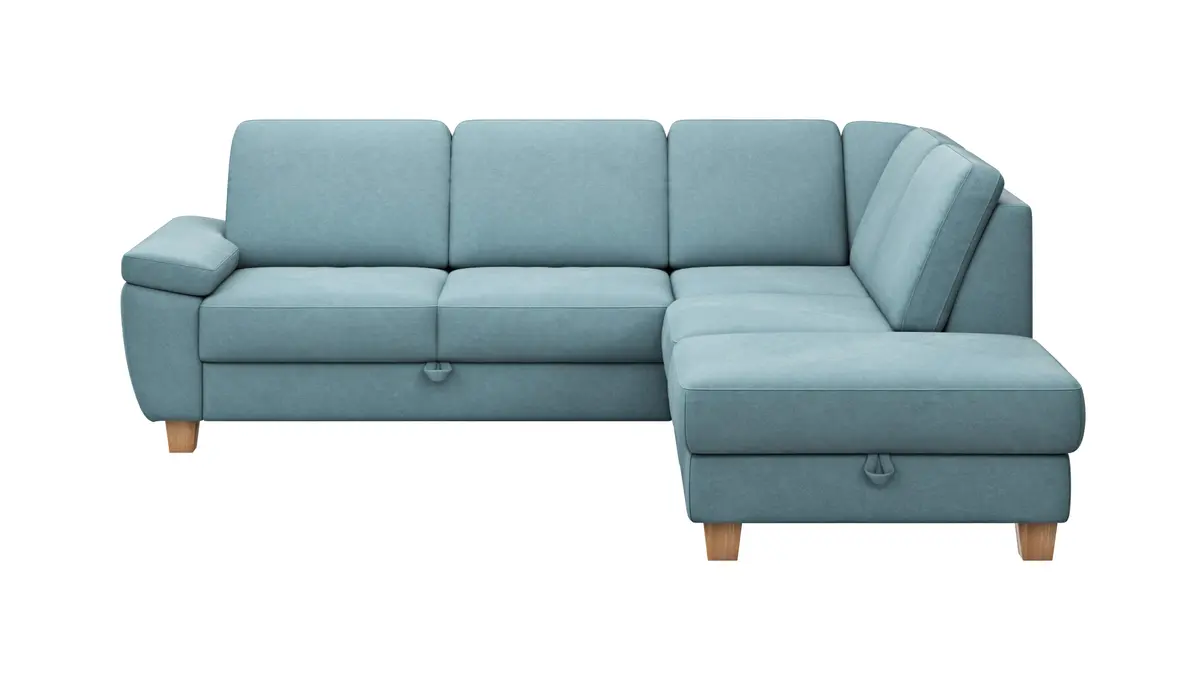 Ecksofa Sommerville - 2,5-Sitzer mit Ecke rechts, inkl. Schlaffunktion, Relaxfunktion (manuell), Stoff, Hellblau