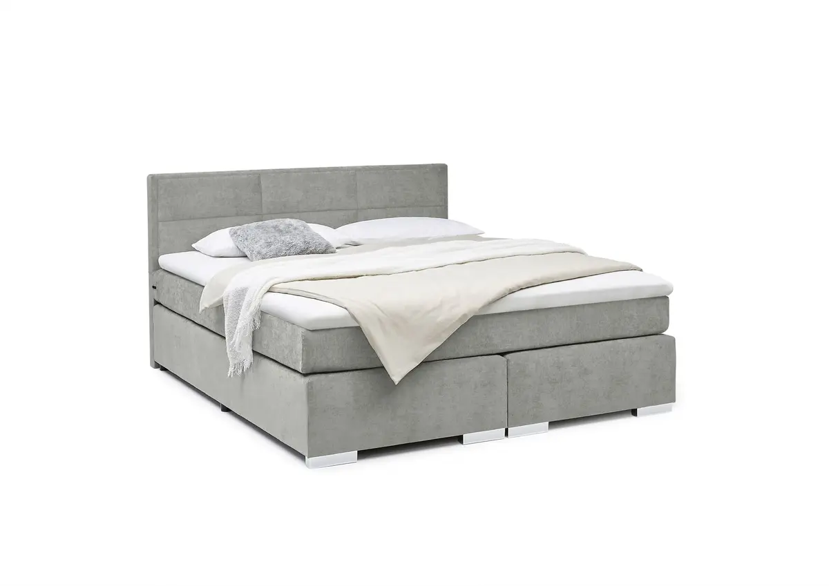 Boxspringbett SIRKO- Liegefläche ca. 180x200 cm, Stoff, Hellgrau