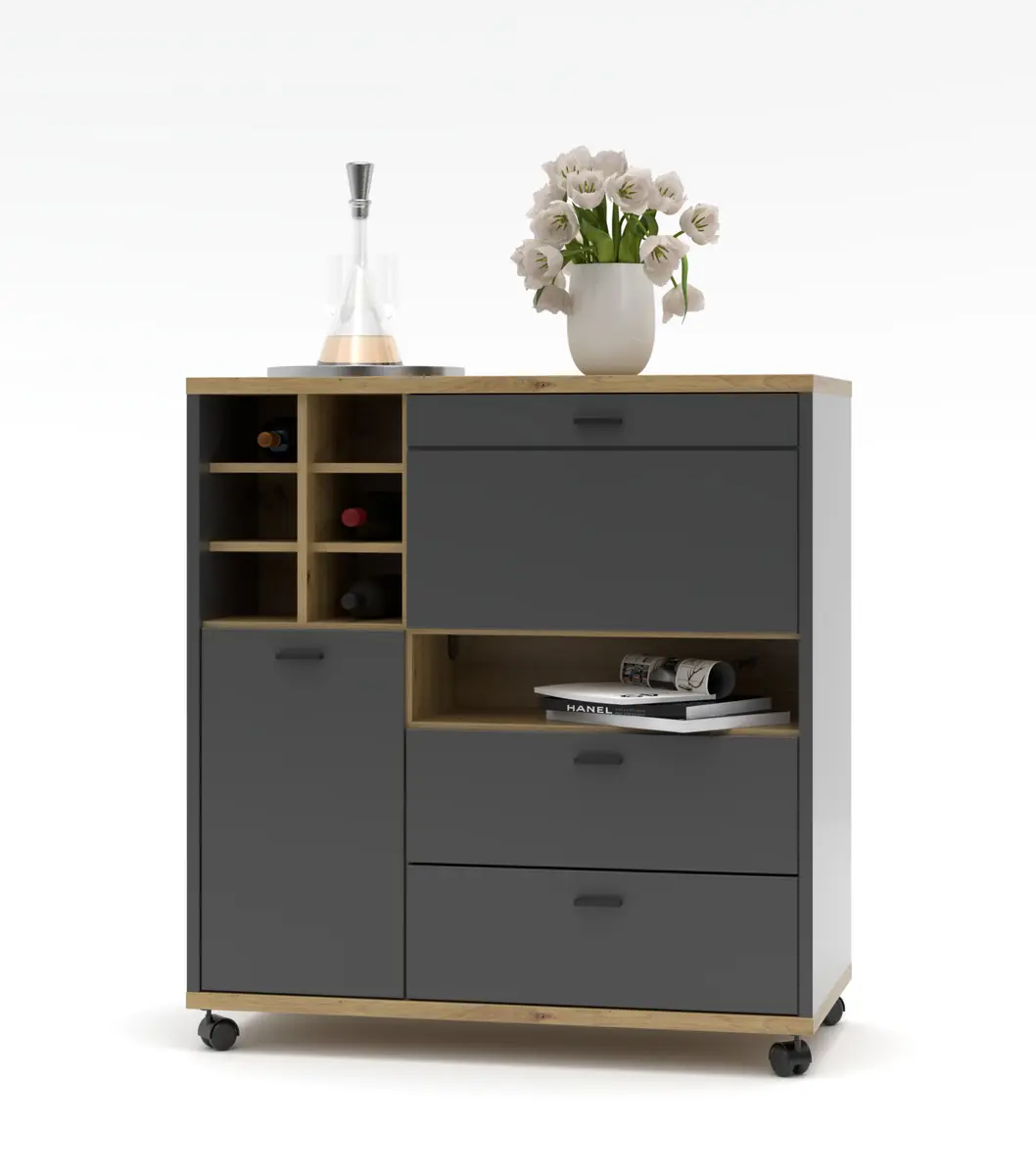 Raumteiler - Graphit, Absetzung Eiche