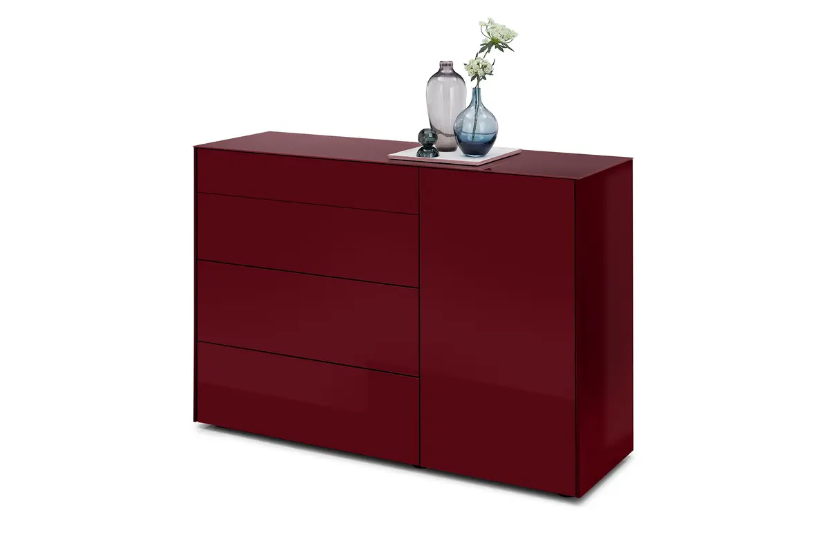 Kommode - B ca. 131 cm, Bordeauxrot