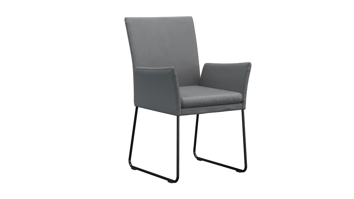 Armlehnstuhl Saragossa - Leder, Anthrazit