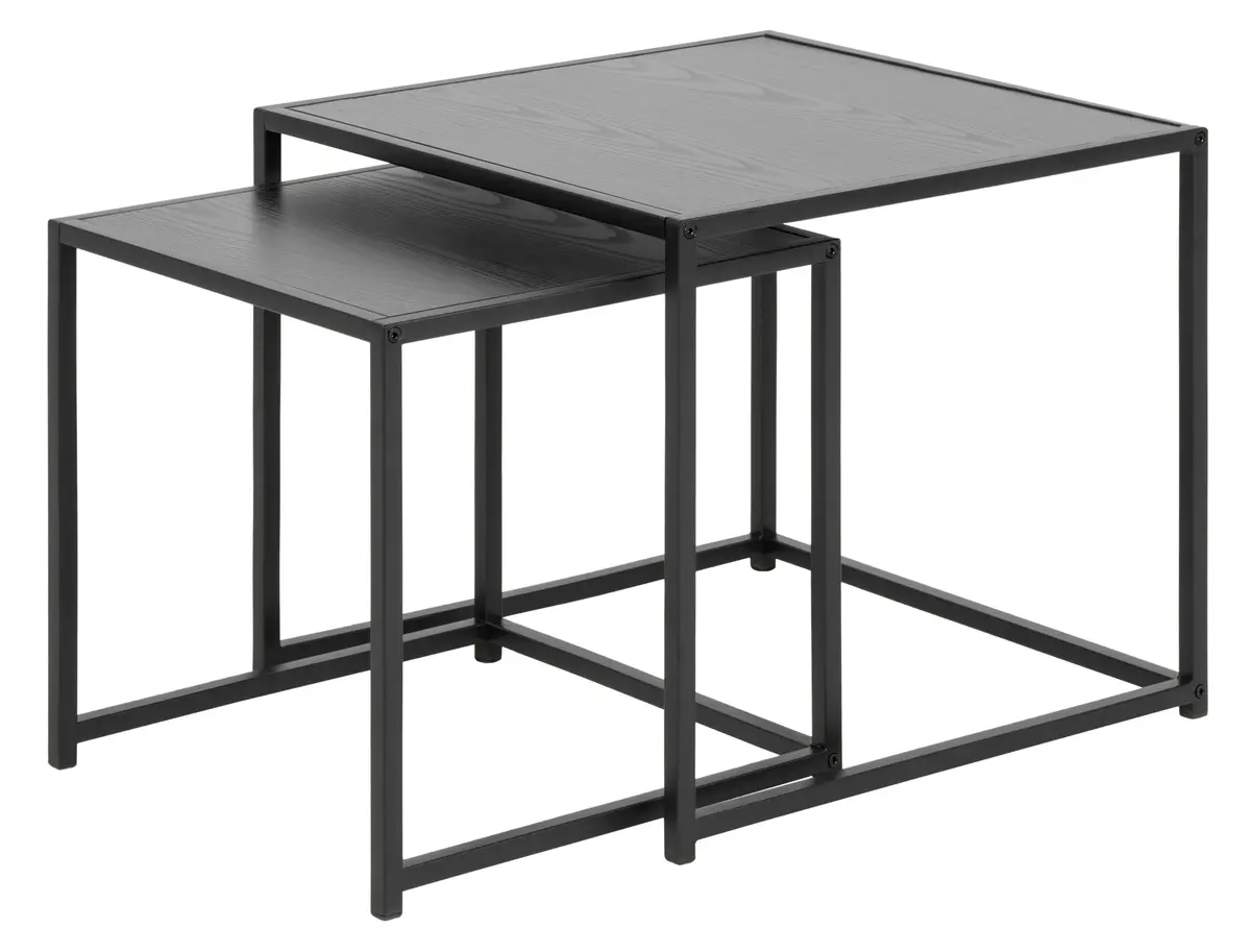 Couchtisch - 2er Set, Esche schwarz, Schwarz 