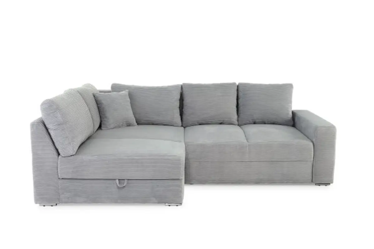 Ecksofa JANIS - 2,5-Sitzer, Ecke rechts inkl. Schlaffunktion , Stoff, Hellgrau