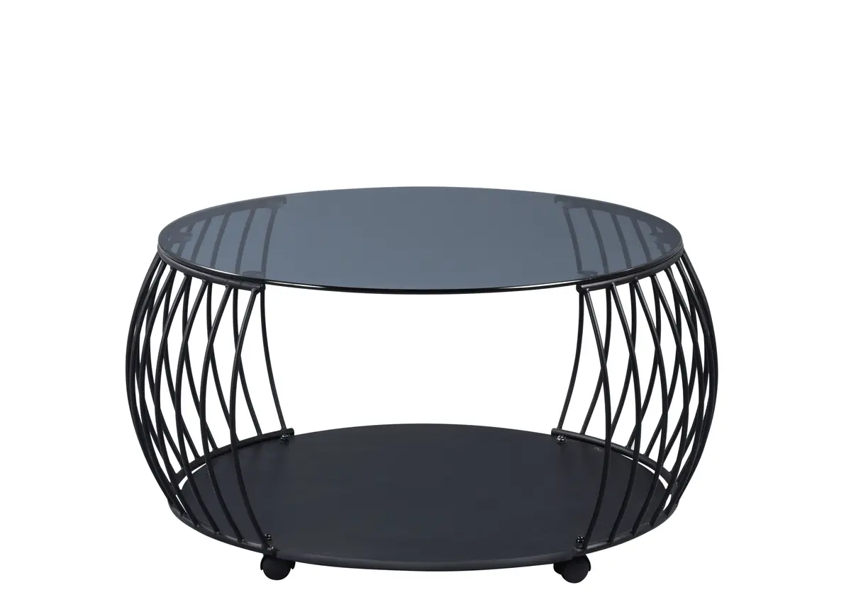 Couchtisch - Ø/H ca. 80x46 cm, Grau, Schwarz