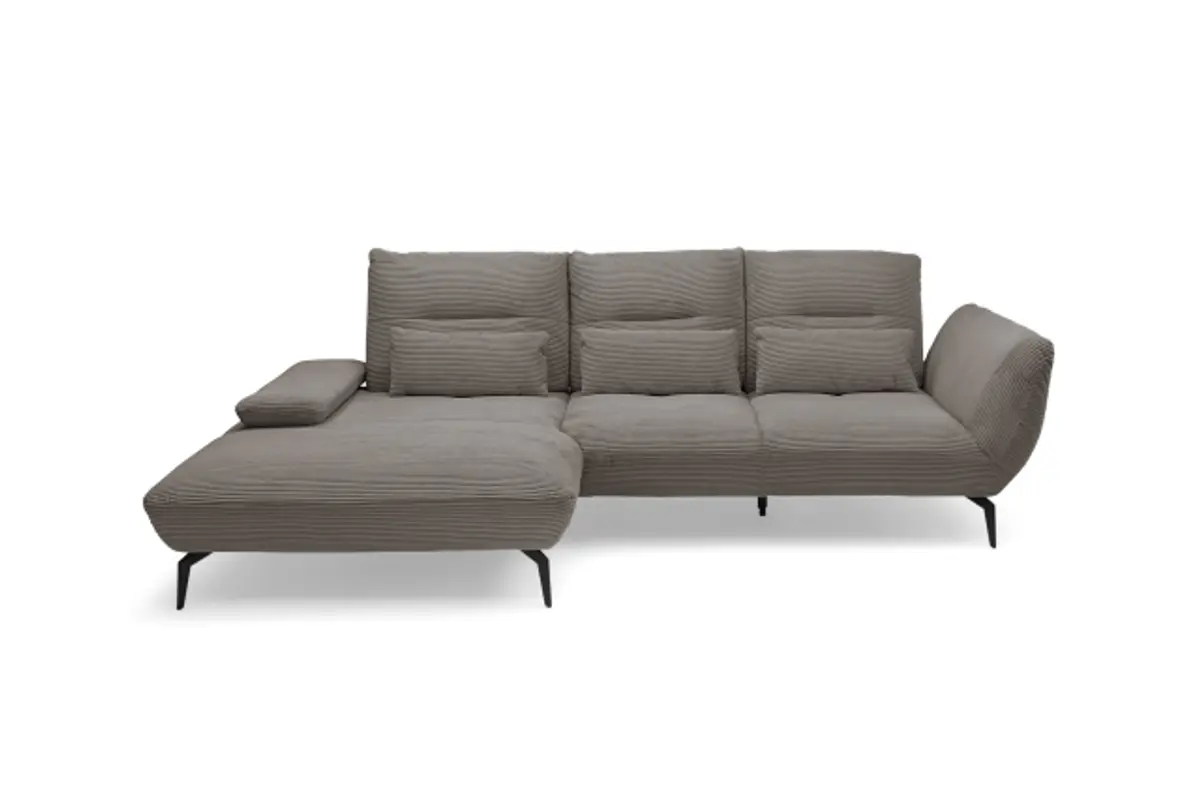 Ecksofa PAYTON - Ecke links, 2-Sitzer inkl. Rückenneigung, Armteilverstellung, Stoff, Taupe