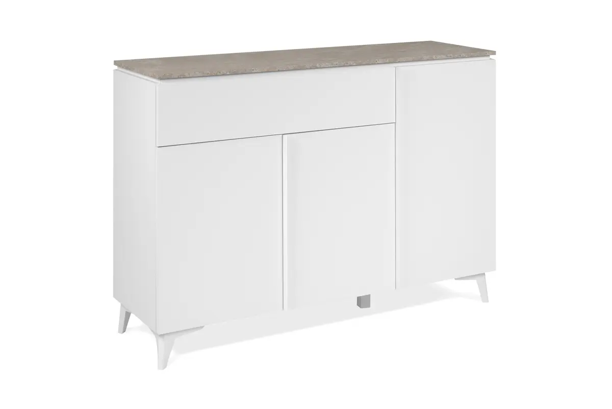 Kommode - B ca. 133 cm, Weiß, Sandstein Nachbildung