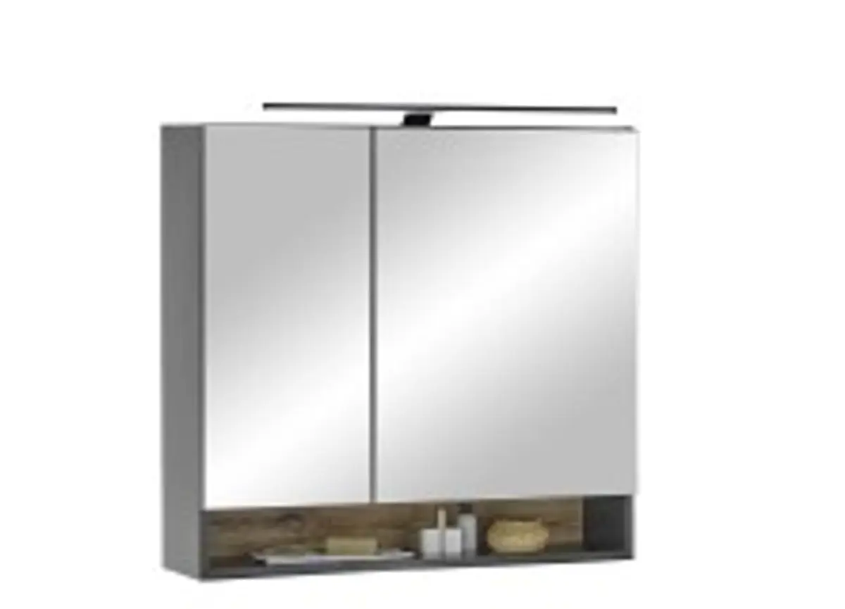 Spiegelschrank- B ca. 80 cm, Schwarz Matt, Spiegel