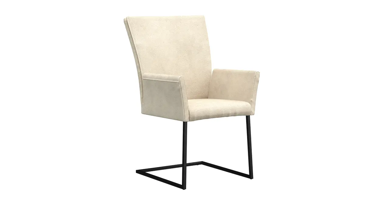 Armlehnstuhl Floriana - Stoff, Graubeige