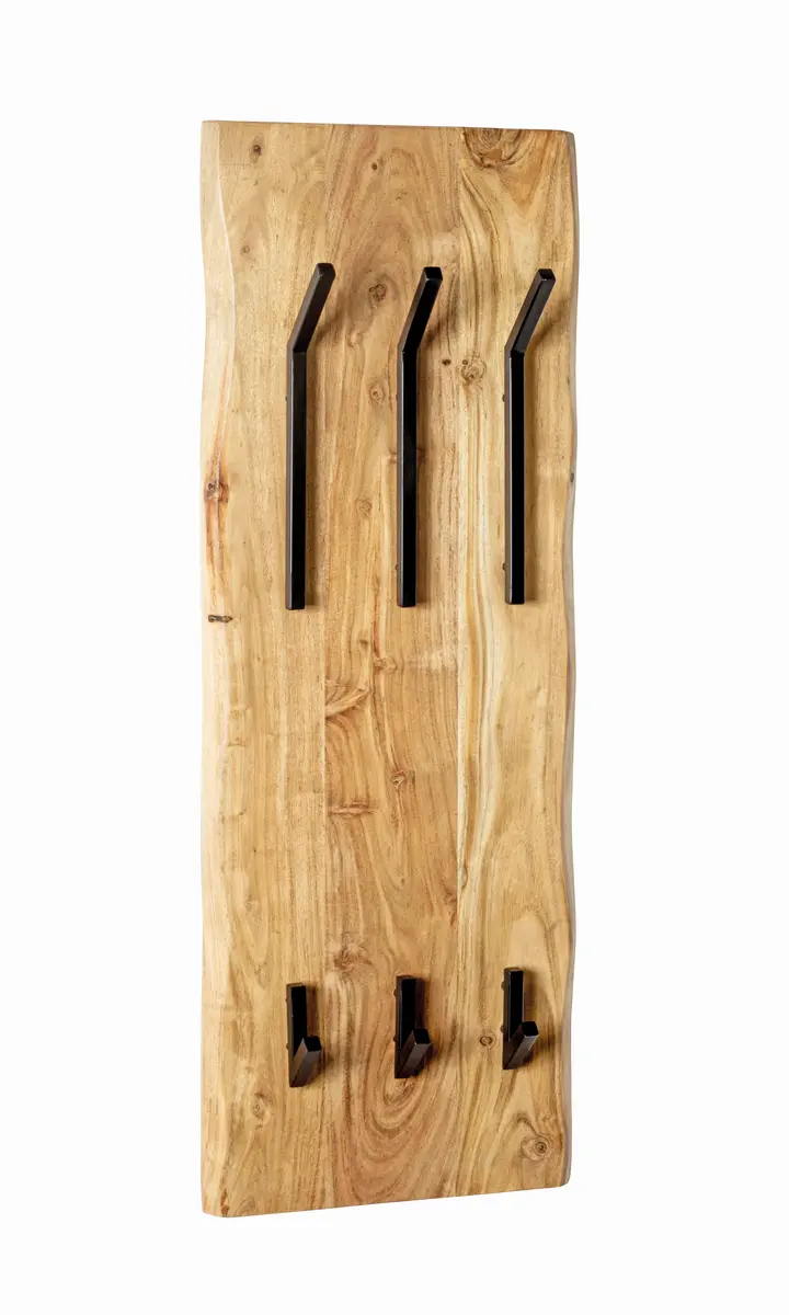 Wandgarderobe - B ca. 36 cm, Akazie, Schwarz