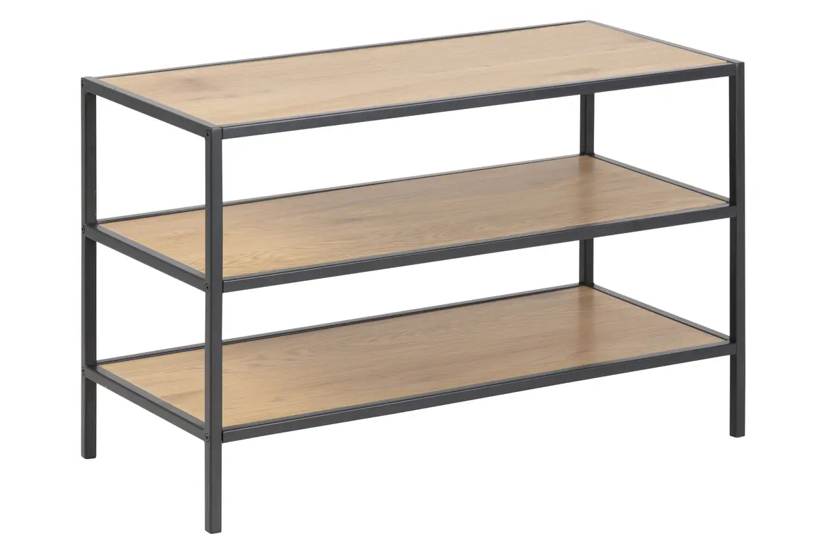 Schuhregal - Wildeiche Nachbildung, Metall schwarz 