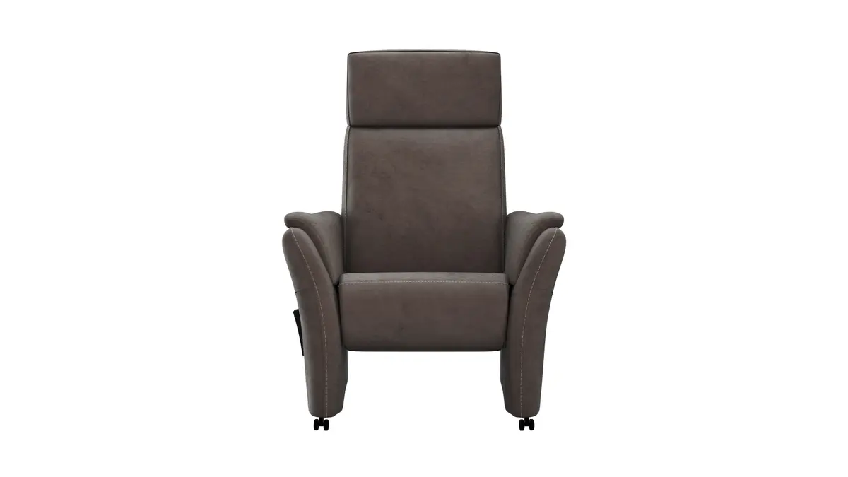 Relaxsessel Arima - Relaxfunktion (motorisch), Kopfteil verstellbar, Stoff, Dunkelbraun