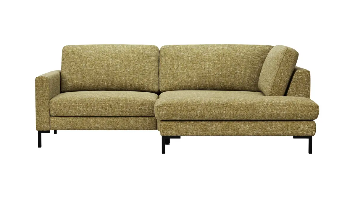 Ecksofa Oviedo - 1,5-Sitzer mit Ecke rechts, Stoff, Senfgelb
