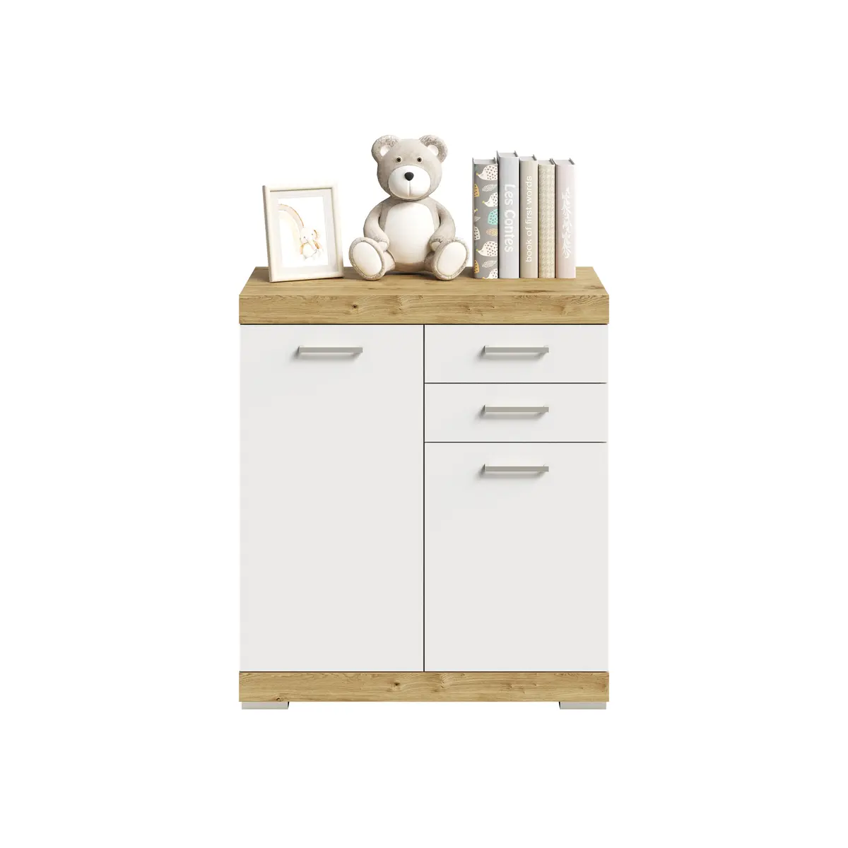 Kommode - Eiche Dekor, Weiß