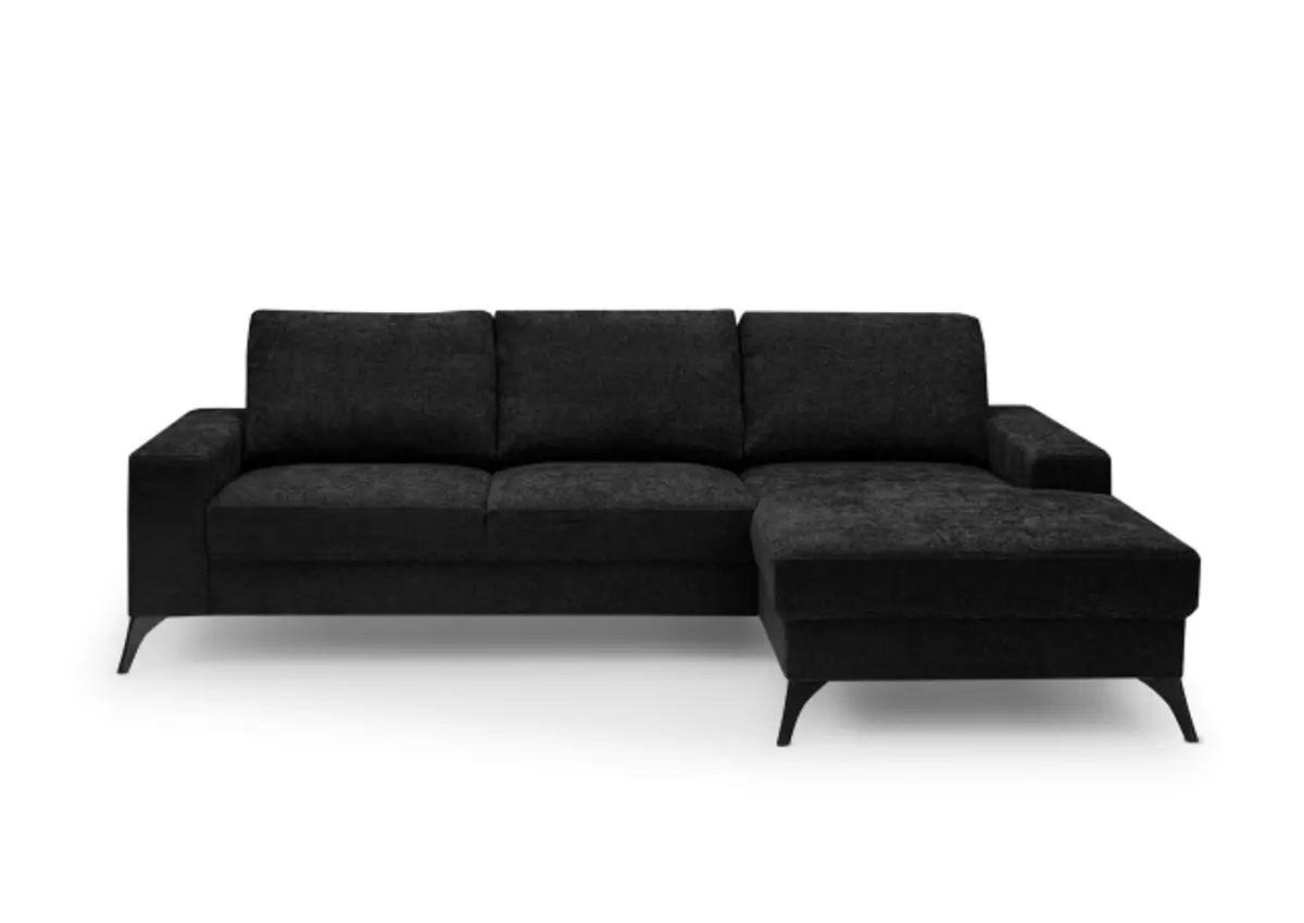 Ecksofa - 2-Sitzer, Ecke rechts, Stoff, Schwarz