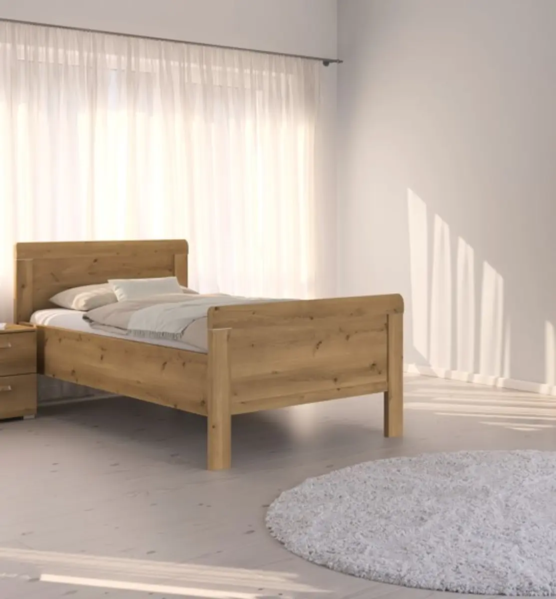 Stollenbett - Liegefläche ca. 100x200 cm, Asteiche Dekor