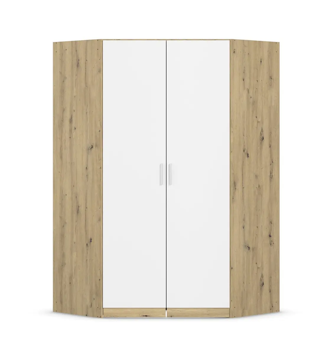 Eckschrank REXY MATT- B 117 cm, Eiche Dekor, Weiß