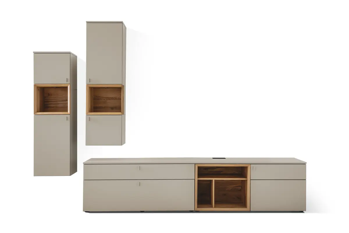 Wohnwand - Lack Steingrau