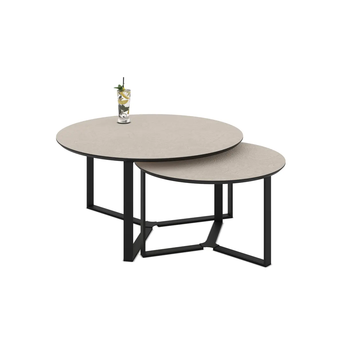 Couchtisch - 2er Set, Kaschmir, Schweizer Kante, Schwarz