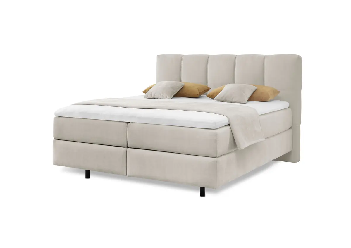 Boxspringbett - Liegefläche ca. 180x200 cm, Stoff, Grau