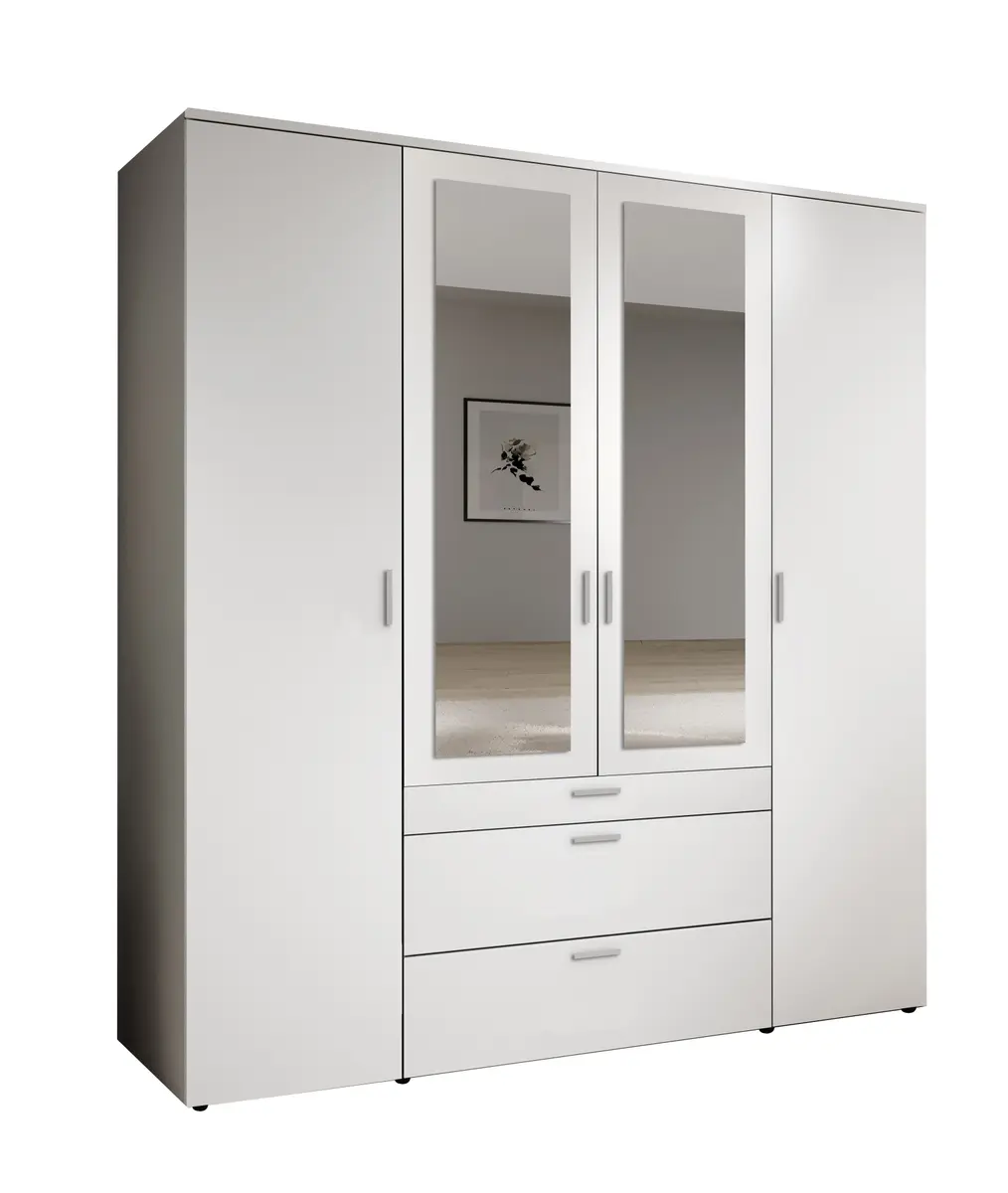 Drehtürenschrank- B ca. 180 cm, Weiß, Spiegel
