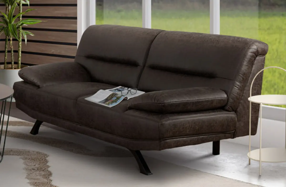 Sofa - 2-Sitzer, Stoff, Braun
