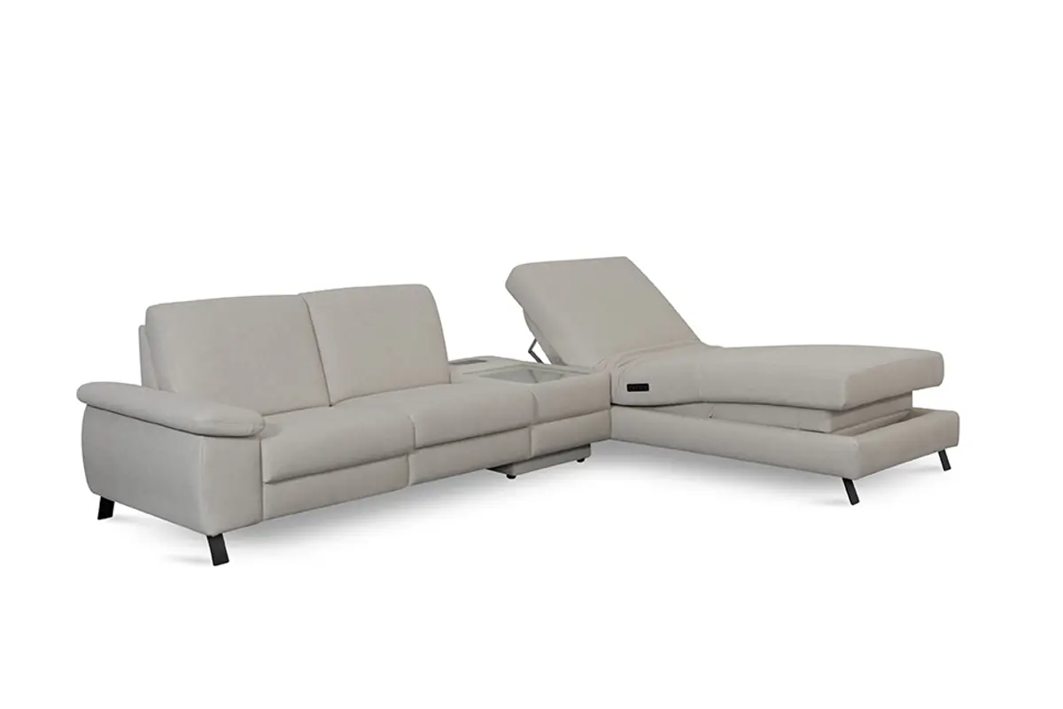 Ecksofa Colombia - 2,5-Sitzer mit Ecke rechts. Stoff, Elfenbein