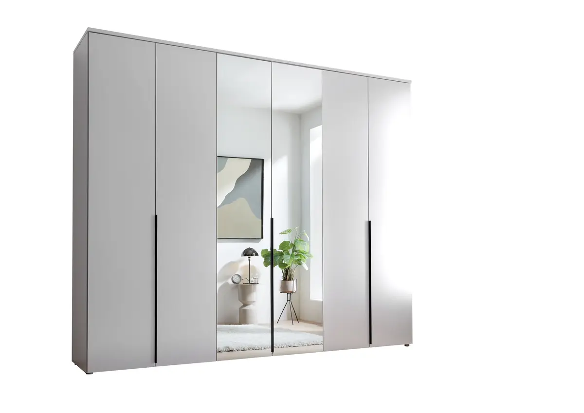 Drehtürenschrank- B ca. 270 cm, Weiß, Spiegel