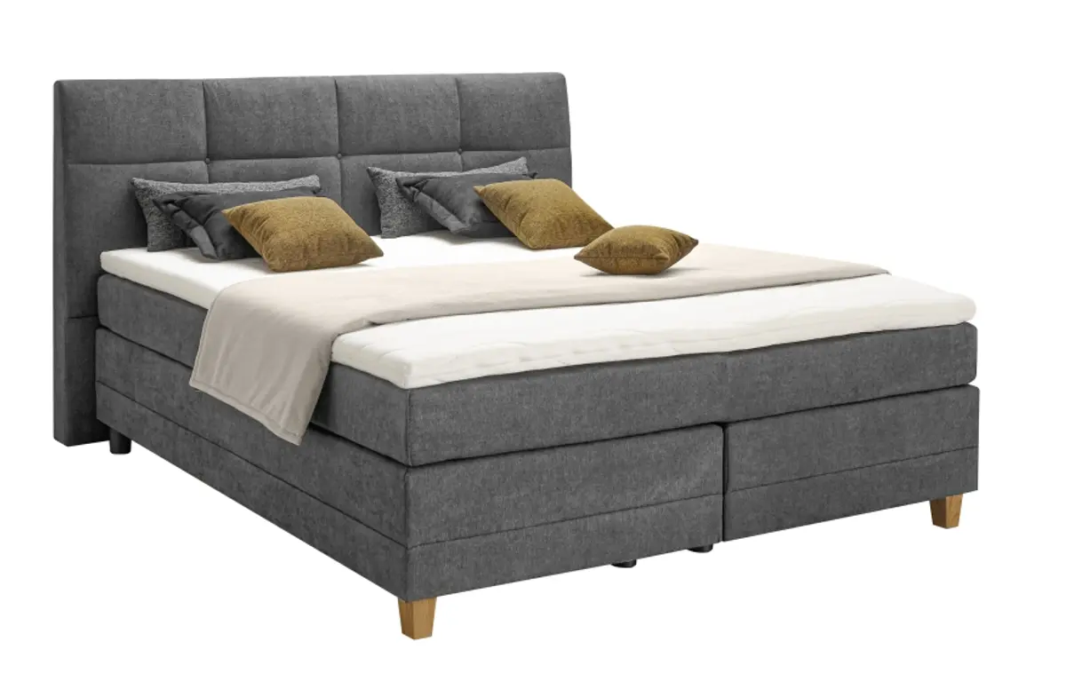 Boxspringbett EM Malo - Liegefläche ca. 180x200 cm, Stoff, braun