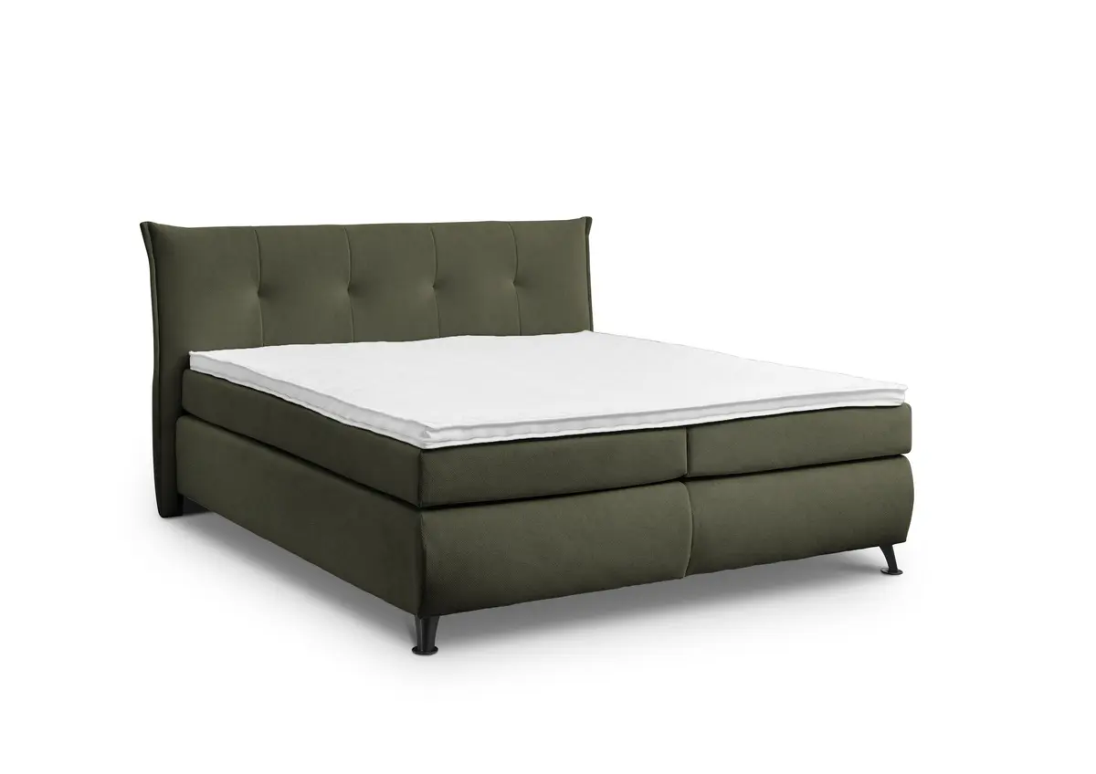 Boxspringbett HAROA- Liegefläche ca. 180x200 cm, Stoff, Olive, Bonell/Bonell