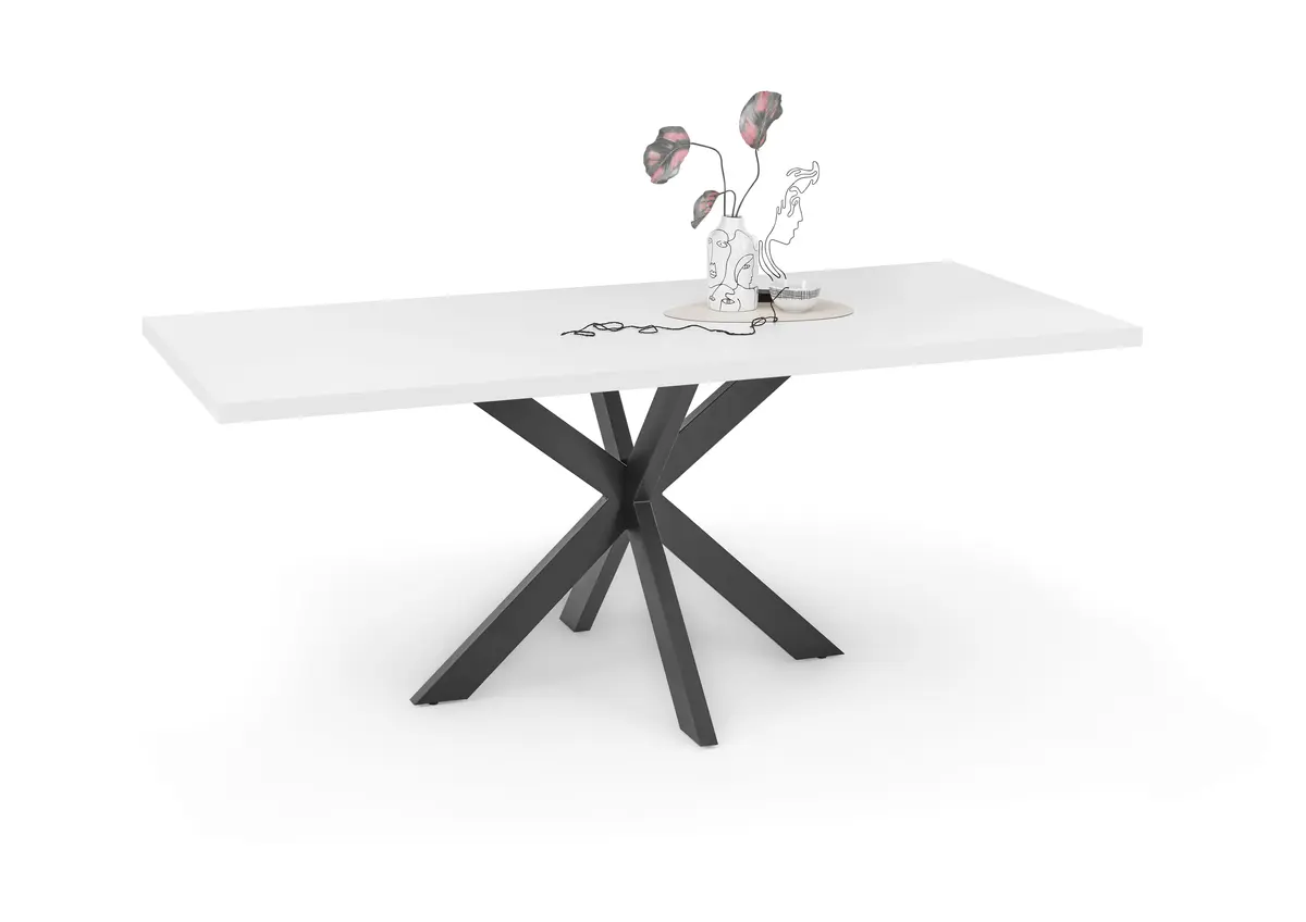 Esstisch - LB ca. 200x100 cm, Weiß, Schwarz