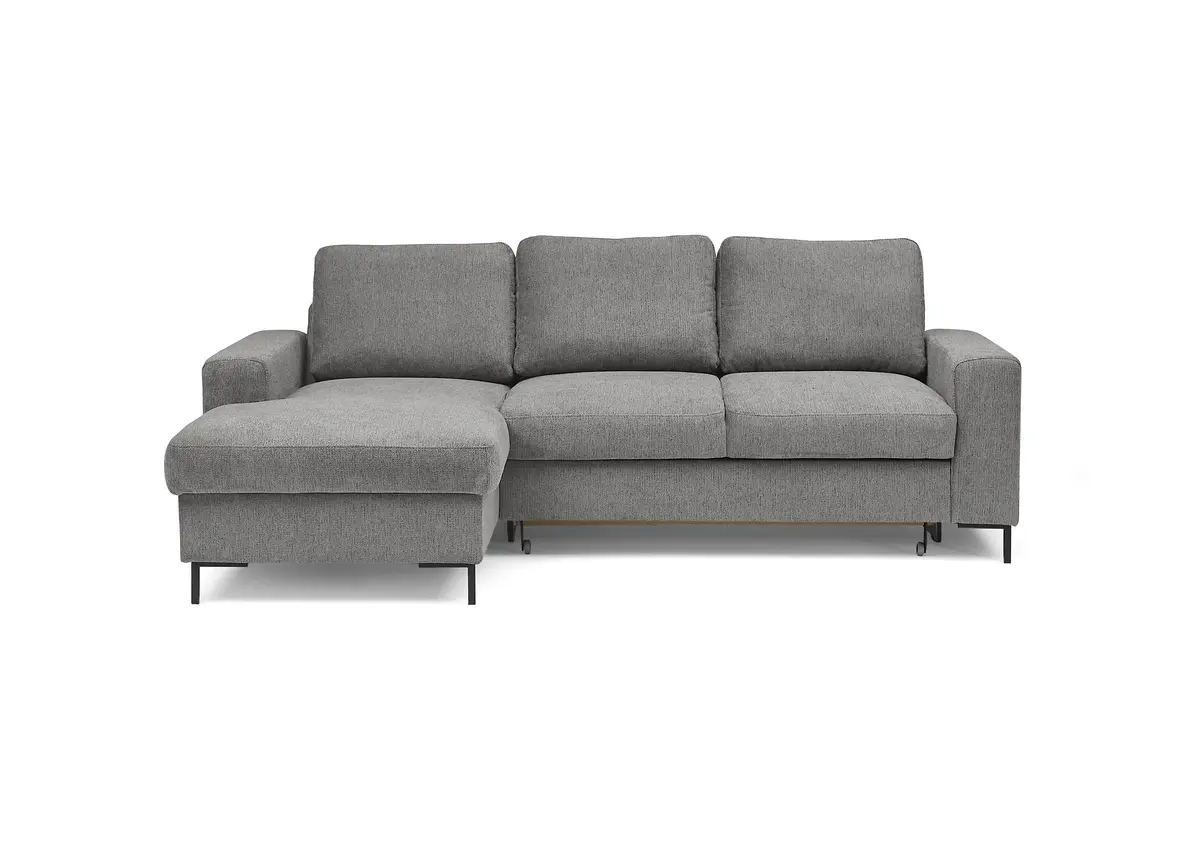 Ecksofa - Longchair links mit 2-Sitzer, Stoff, Grau