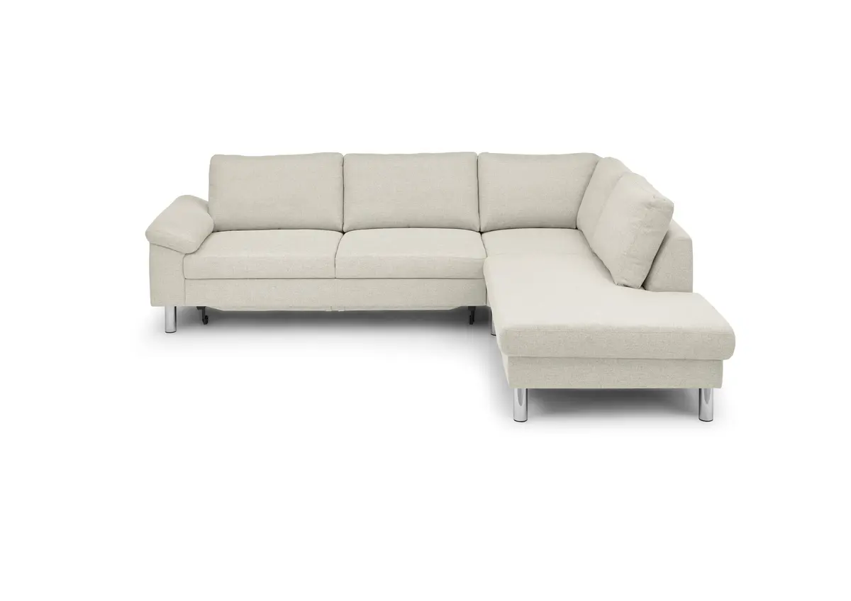 Ecksofa COOL - 2,5-Sitzer mit Ecke rechts, Querschläfer, Stoff, Natur