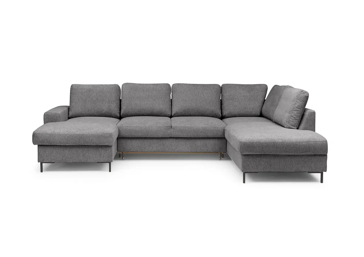 Wohnlandschaft - Longchair links mit 2-Sitzer und Ecke rechts, Stoff, Anthrazit
