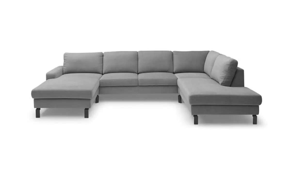 Wohnlandschaft CALM - Longchair links, 2-Sitzer, Ecke rechts, Microfaser, Grau