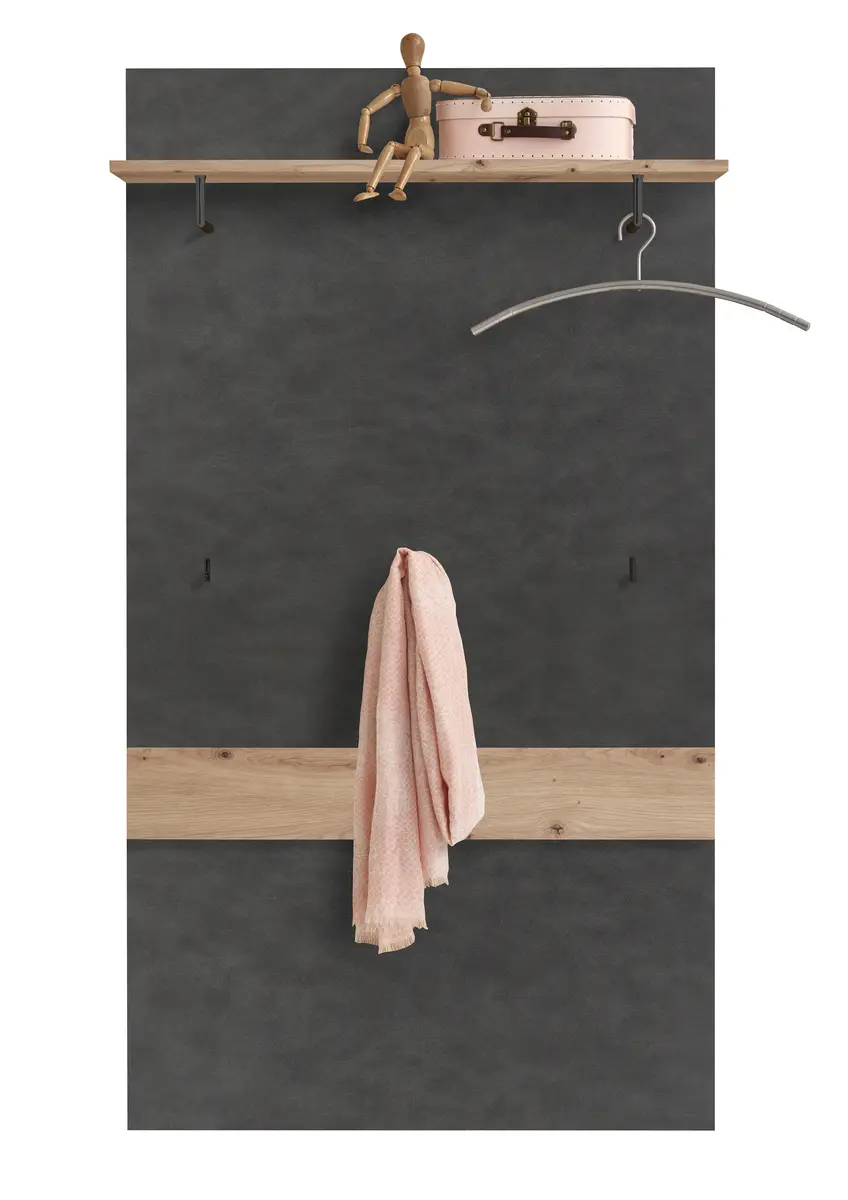 Garderobenpaneel- Grau, Eiche Dekor